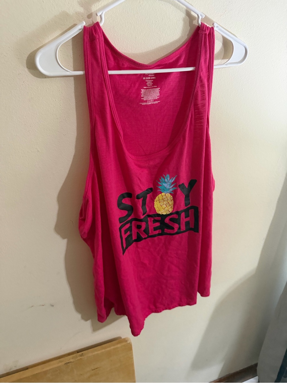 Secret Treasures Size 3x Hot Pink Pineapple Graphic Tank